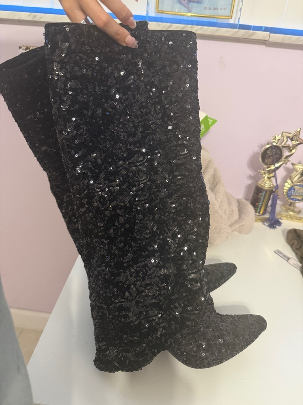 Target Black Sequin Over-the-Knee Boots - Picture 3 of 4